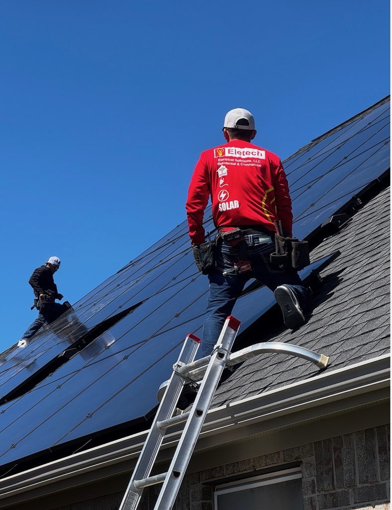 Eletech crew installing rooftop solar